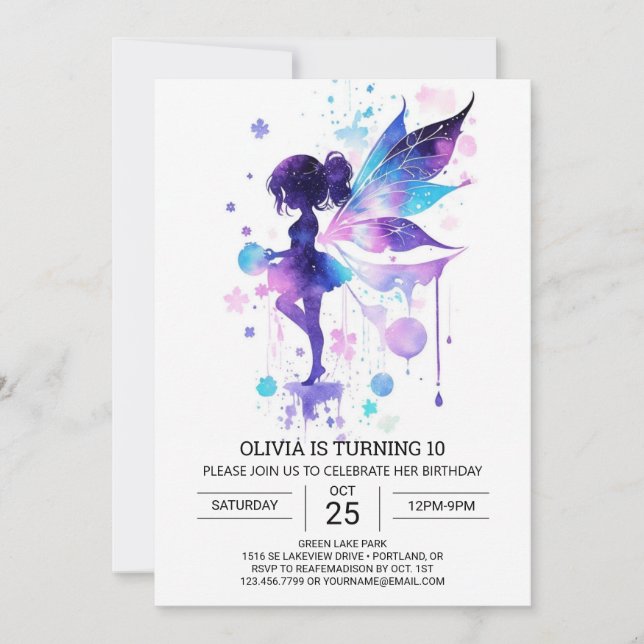 Boho Butterfly Fairy Birthday Elegance Inbjudningar (Framsida)