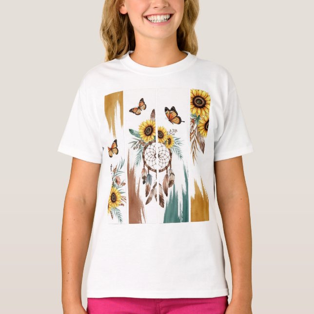 Boho Butterfly Feather Dreamcatcher T-Shirt | Rust (Framsida)