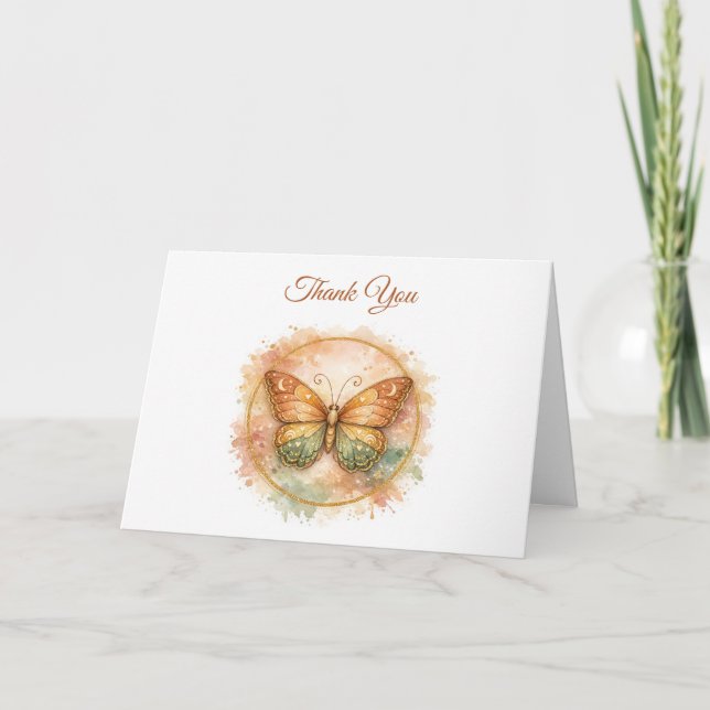 Boho Butterfly Funeral Thank You Card Tack Kort (Framsida)