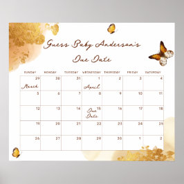 Boho Butterfly gissar Baby förfallodatumkalender Poster