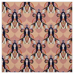 Boho Butterfly Goddess Retro Earth Tones Tyg