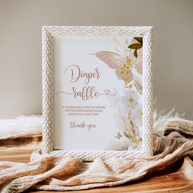 Boho butterfly guld Diaper raffle Poster (Skapare uppladdad)
