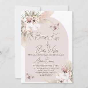 Boho Butterfly Kisses Baby Önskemål Baby Shower Inbjudningar