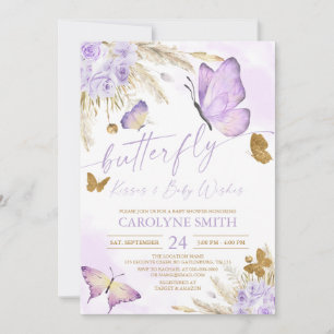 Boho Butterfly Kisses Baby Shower-inbjudan Inbjudningar