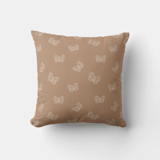 Boho Butterfly Modern Babyflicka Neutral Tan Brun Kudde
