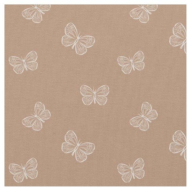 Boho Butterfly Modern Girly Spring Animal Brown Tyg (Närbild)