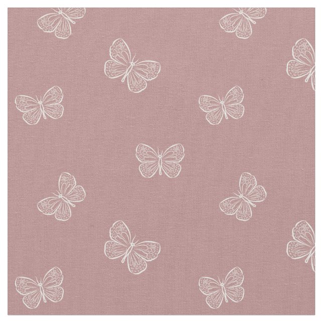 Boho Butterfly Modern Girly Spring Animal Mauve Tyg (Närbild)