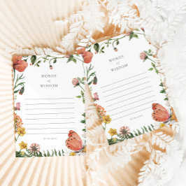 Boho Butterfly Ord of Wisdom Baby Advice Card Rådkort