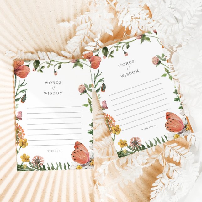 Boho Butterfly Ord of Wisdom Baby Advice Card Rådkort (Skapare uppladdad)
