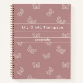 Boho Butterfly Pattern School Girls Name Mauve