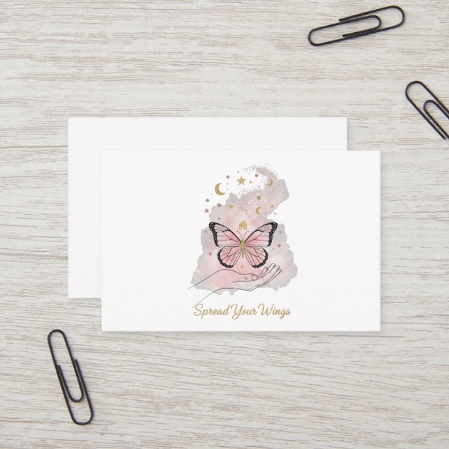 Boho Butterfly "Spread Your Wings" Greeting Card Visitkort (Fram/Back In Situ)