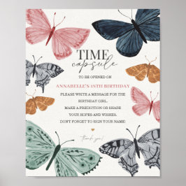 Boho Butterfly Time Capsule Birthday-tecken Poster