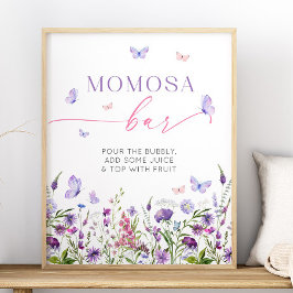 Boho Butterfly WildblomBaby Shower Momosa Pub Poster