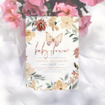 Boho Butterfly Wildblomma Garden Girl Baby Shower
