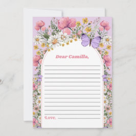 Boho Butterfly Wildblomme Time Capsule Note Card Inbjudningar