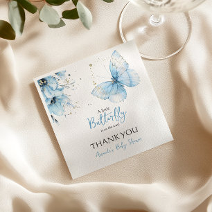 Boho Butterfly Wildflower Blommig Blå Bebis Baby S Pappersservett
