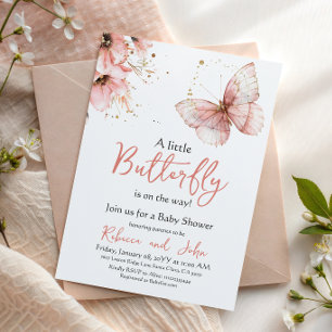 Boho Butterfly Wildflower Blommig Flicka Bebis Bab Inbjudningar
