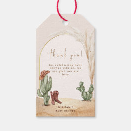 Boho Cactus Arch Desert Cowboy Baby Shower Tack Presentetikett