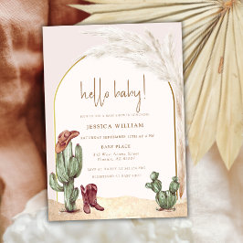 Boho Cactus Arch Desert Cowboys Hej Baby Shower Inbjudningar