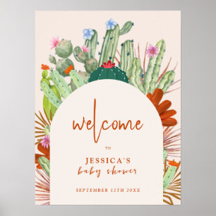 Boho Cactus Arch Desert Pampas Baby Shower Välkomm Poster