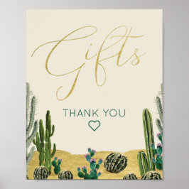 Boho Cactus Baby Shower Gifts Sign Poster