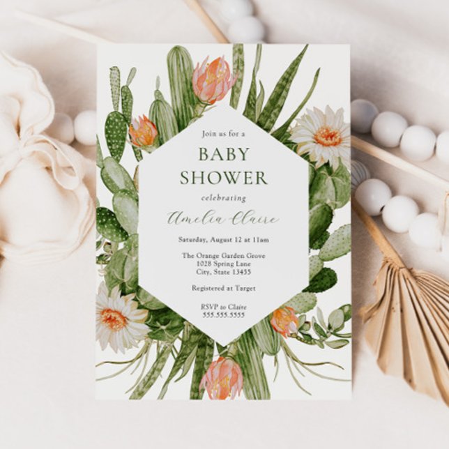 Boho Cactus Baby Shower Inbjudningar (Skapare uppladdad)