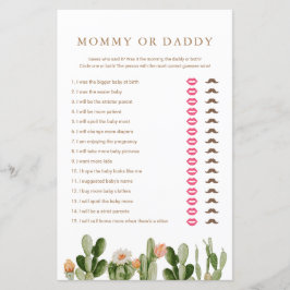 Boho Cactus Baby Shower Mamma eller pappa Game
