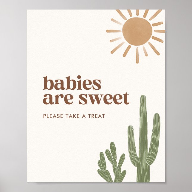 Boho Cactus Baby Shower Spädbarn är ett svalt teck Poster (Framsidan)