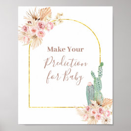 Boho Cactus Blommigt Predictions for baby Poster