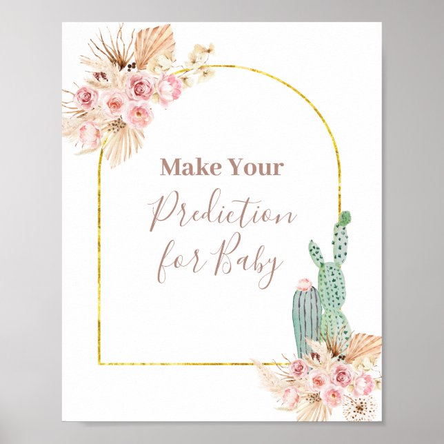 Boho Cactus Blommigt Predictions for baby Poster (Framsidan)