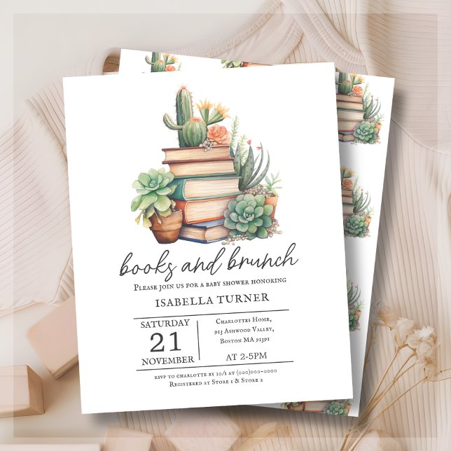 Boho Cactus Bokar & Brunch Baby Shower-inbjudan (Skapare uppladdad)