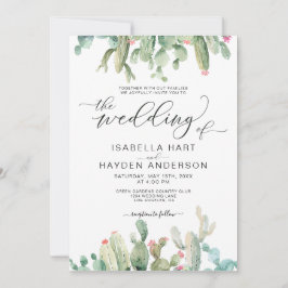 Boho Cactus Cacti Desert Succulents Bröllop Inbjudningar