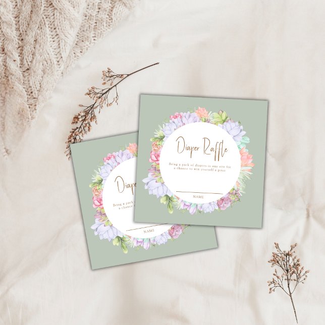 Boho Cactus Desert Diaper Raffle Baby Shower Tilläggskort (Boho Cactus Desert Diaper Raffle Baby Shower Enclosure Card)