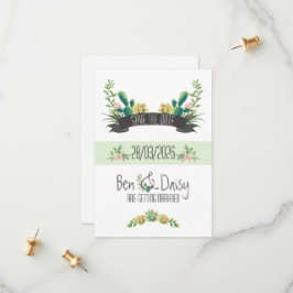 Boho Cactus Flat Save The Date Card Spara Datumet
