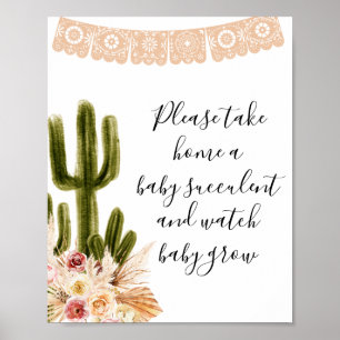 Boho Cactus Guld Ta en Baby Succult Poster