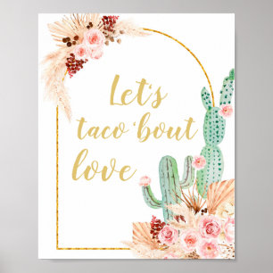 Boho Cactus Låt oss taco 'bout kärlek Möhippa Poster