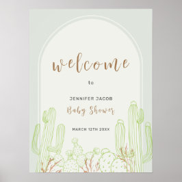 Boho Cactus Line Art Arch Välkomstbabydusch Poster