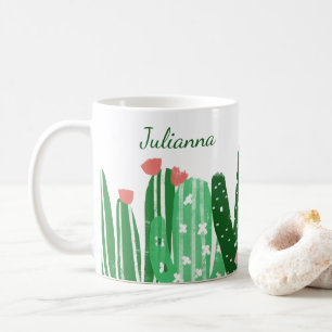 Boho Cactus Painting i Personligen Grönt Kaffemugg