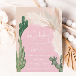 Boho cactus pampas arch Girl Baby hej dusch Inbjudningar
