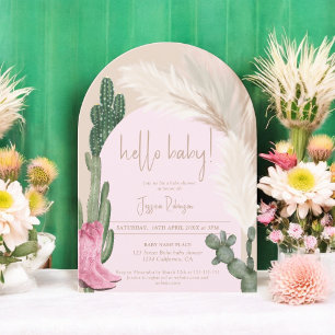 Boho cactus pampas arch hej baby dusch inbjudningar