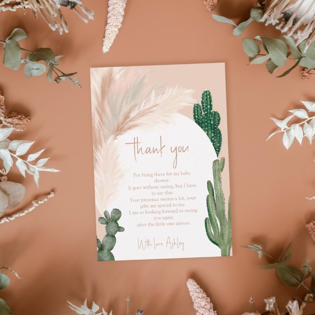 Boho cactus pampas arch ökndusch tack kort (Skapare uppladdad)