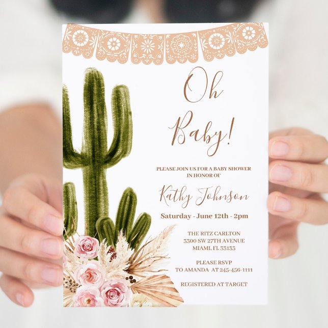 Boho Cactus Pampas Grass Baby Shower Inbjudningar (Skapare uppladdad)