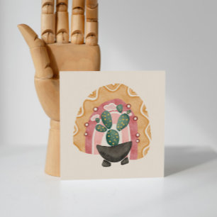Boho Cactus Rainbow: Vibrant Desert Vibes Julkort