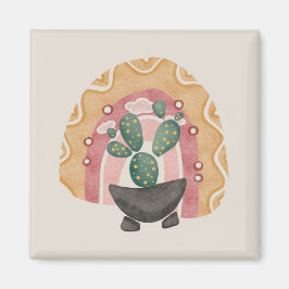 Boho Cactus Rainbow: Vibrant Desert Vibes Magnet