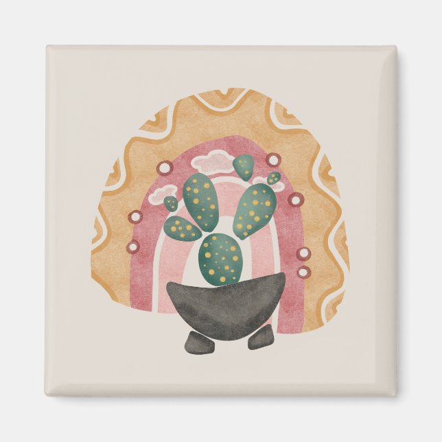 Boho Cactus Rainbow: Vibrant Desert Vibes Magnet (Framsidan)