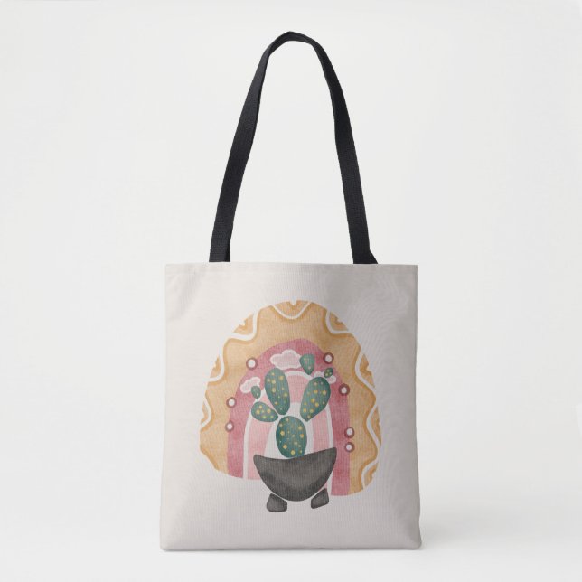 Boho Cactus Rainbow: Vibrant Desert Vibes Tygkasse (Framsida)
