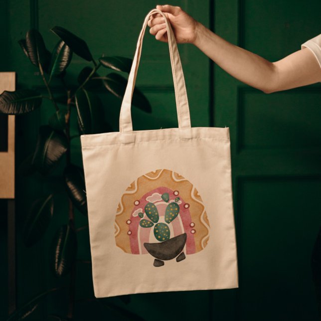 Boho Cactus Rainbow: Vibrant Desert Vibes Tygkasse (Skapare uppladdad)