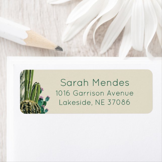 Boho Cactus Return Address Label Returadress Etikett (Insitu)