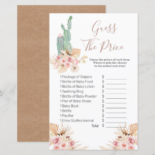 Boho Cactus Rosa Blommigt Gissa det prisa spelet