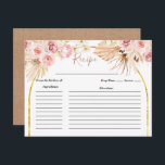 Boho Cactus Rosa Flowers Möhippa Recept Card Vykort<br><div class="desc">Boho Cactus Rosa Flowers Möhippa Recept Card</div>